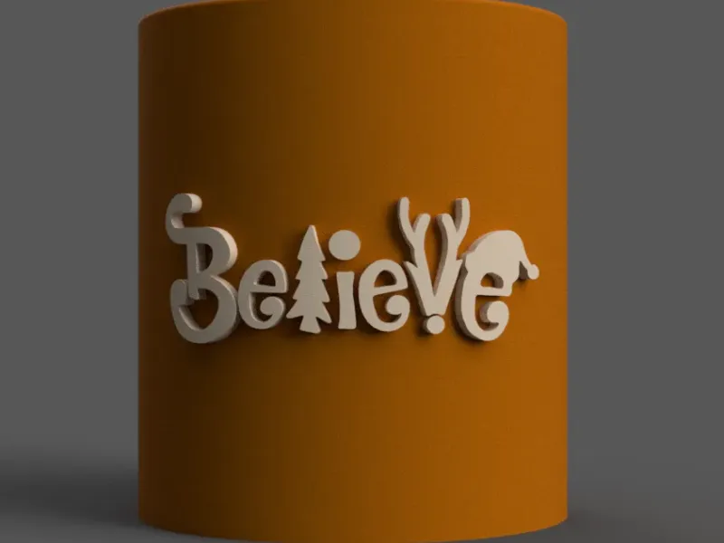 candle holder with believe relief sharp version