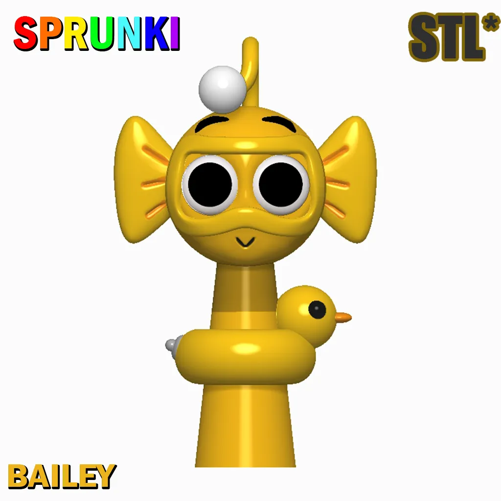 Sprunki Incredibox B Bailey STL 3D Model Character Fanart