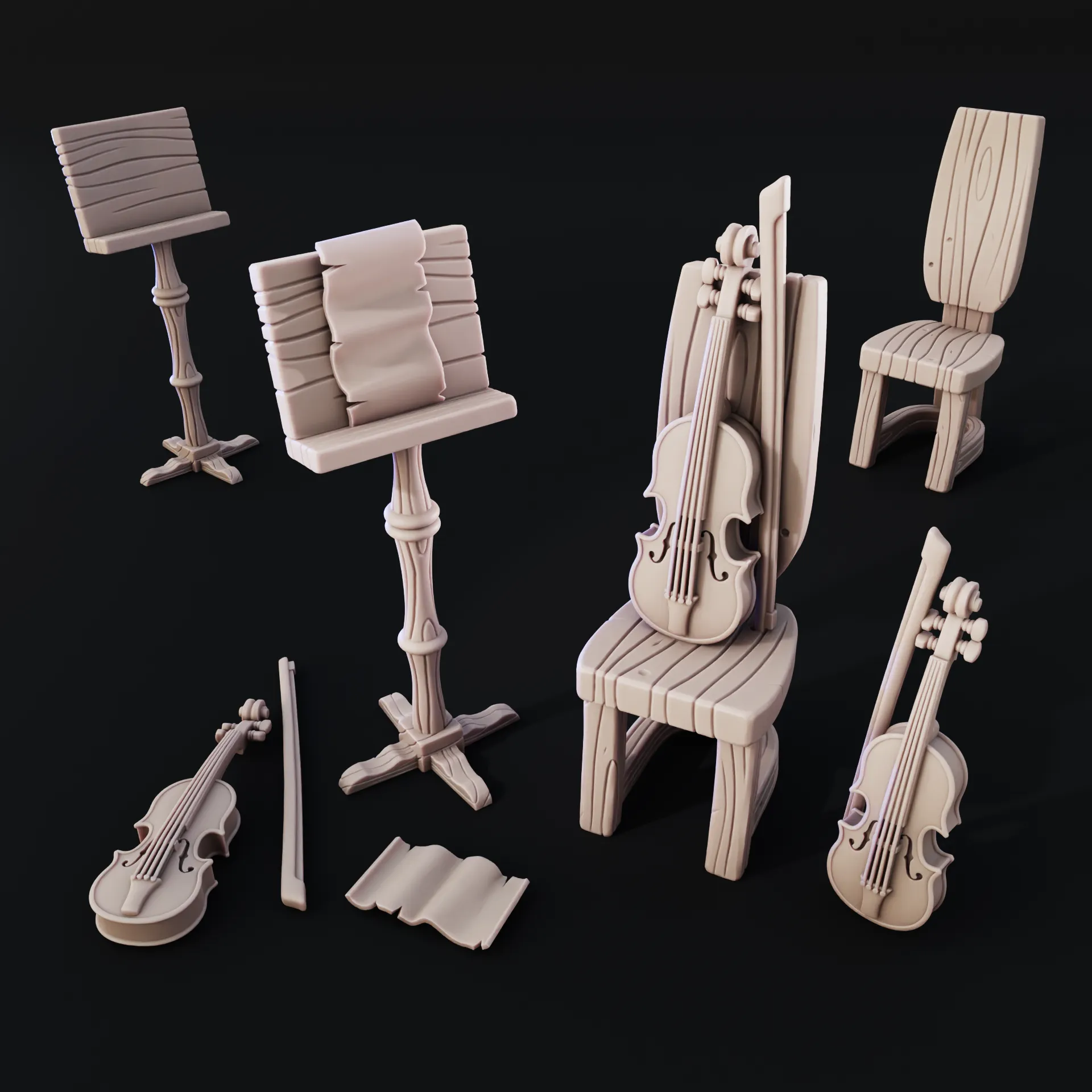 Violin Instrument, Chair and Music Stand | RPG Scatter