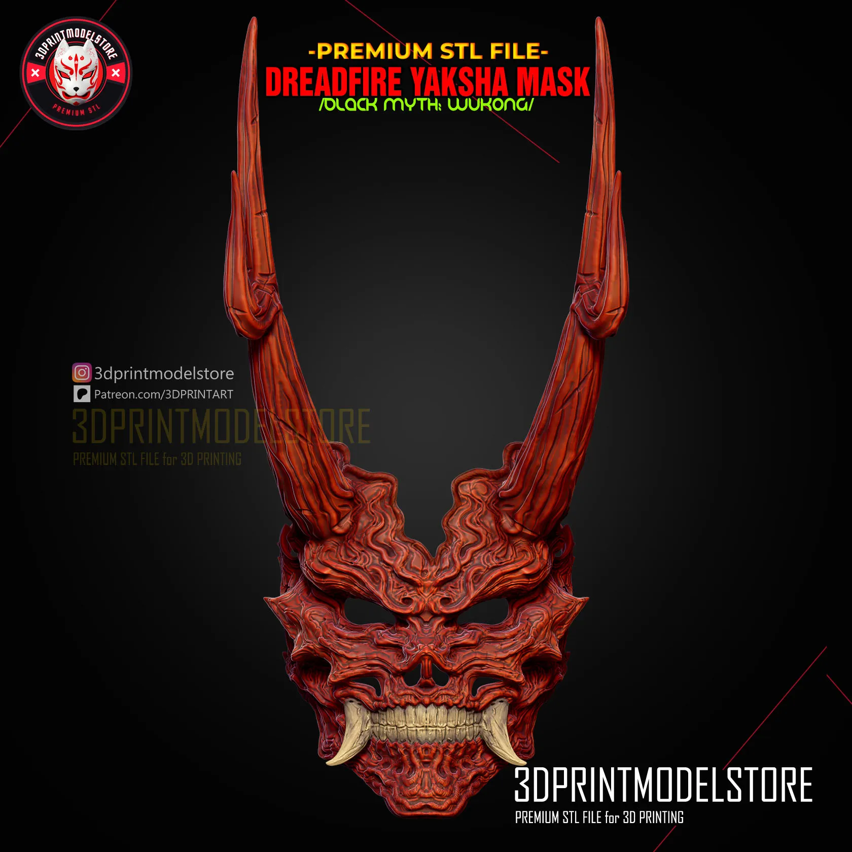 Black Myth Wukong - Dreadfire Yaksha Mask - Premium STL