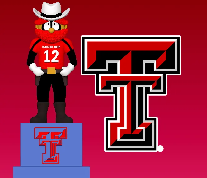 NCAA - ESTÁTUA DA MASCOTE DE FUTEBOL AMERICANO DOS TEXAS TECH RED RAIDERS - 3D PR