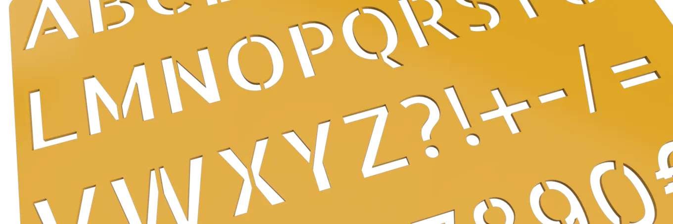 Schablone: Alphabet, Buchstaben und Ziffern