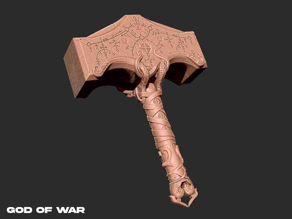 God of War - Thor mjolnir 3D print model 3D Print Model in Scans