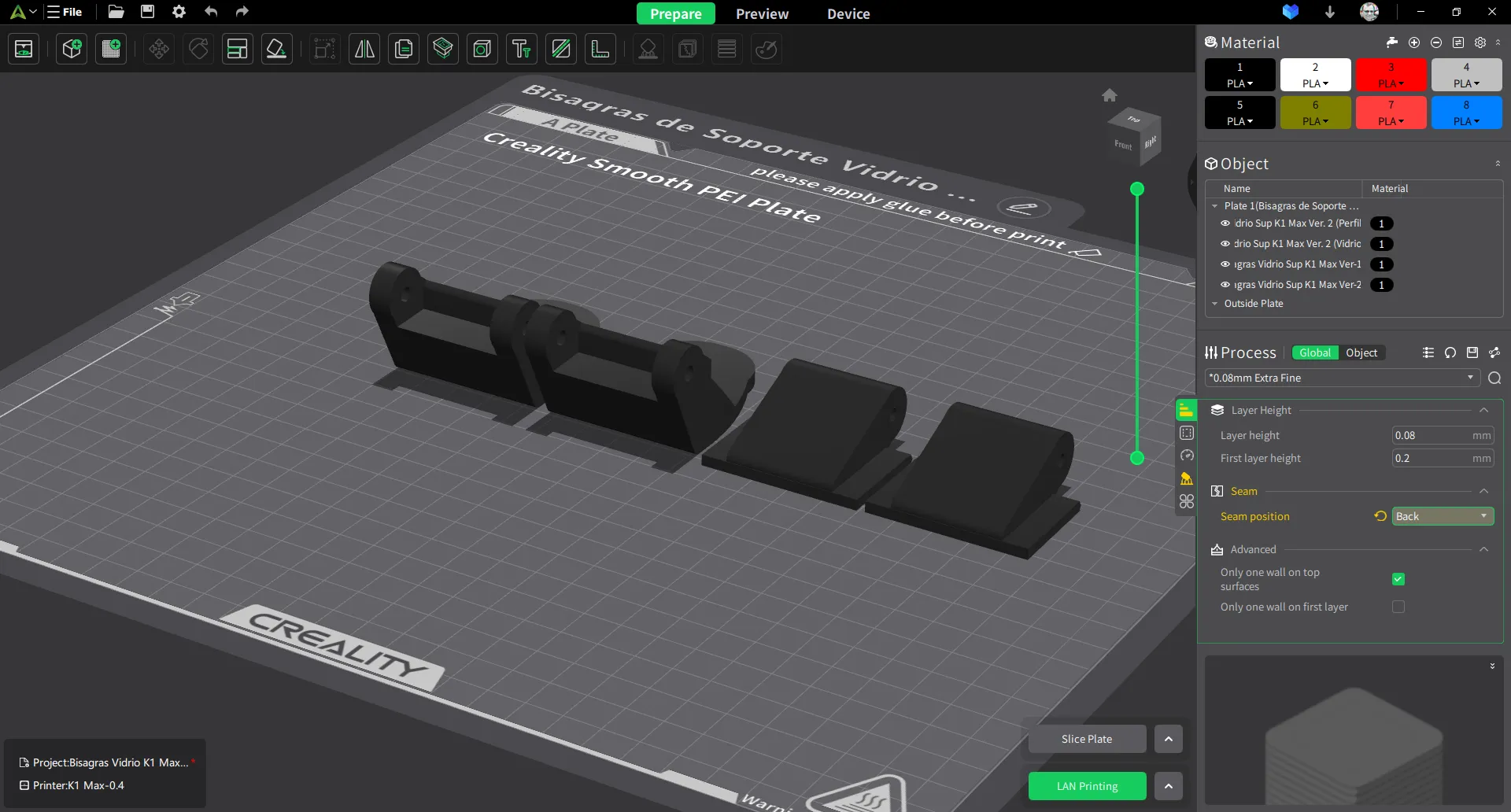Bisagras para Vidrio Superior de Impresora K1 Max Ver. 2.0