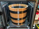 Whiskey Grape Stomping half-barrel planter-1