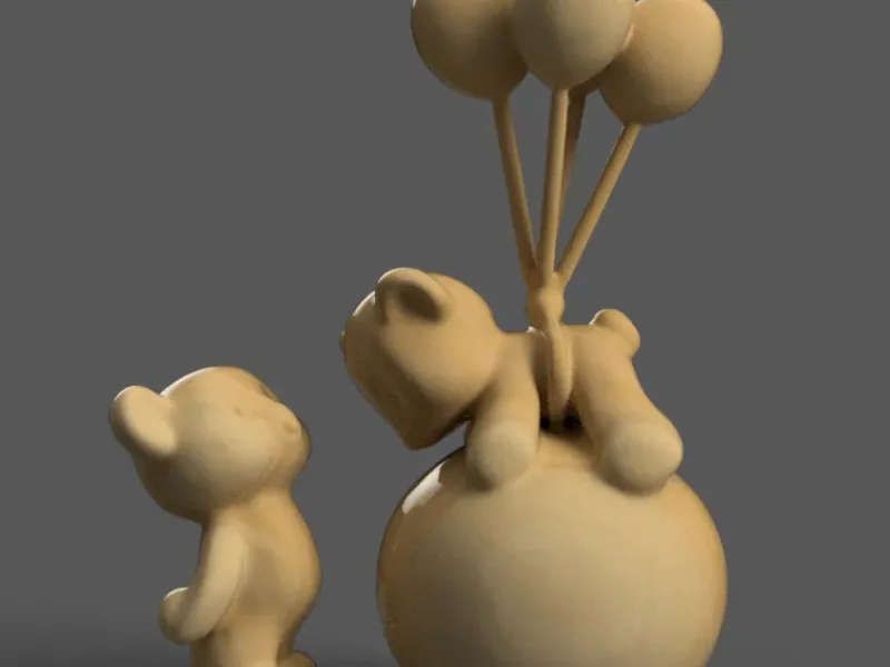 Flying Bear with Balloons 3D Design