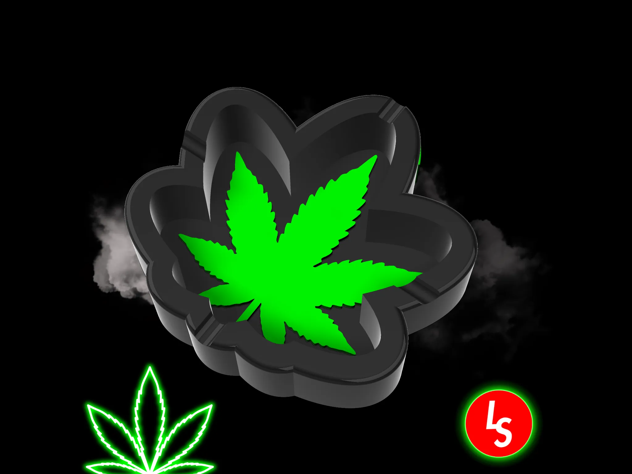 Weed Leaf Ashtray and Tray