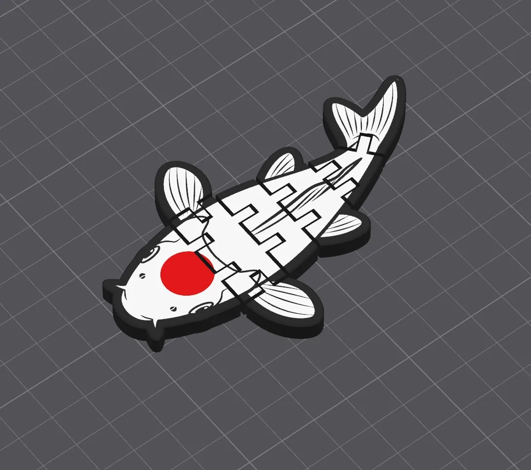 3D Printer Files | 3MF File | Tancho Koi Fish Articulated Flexi Fidget ...