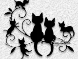 kitty cat family tree wall art kitten home decor-0