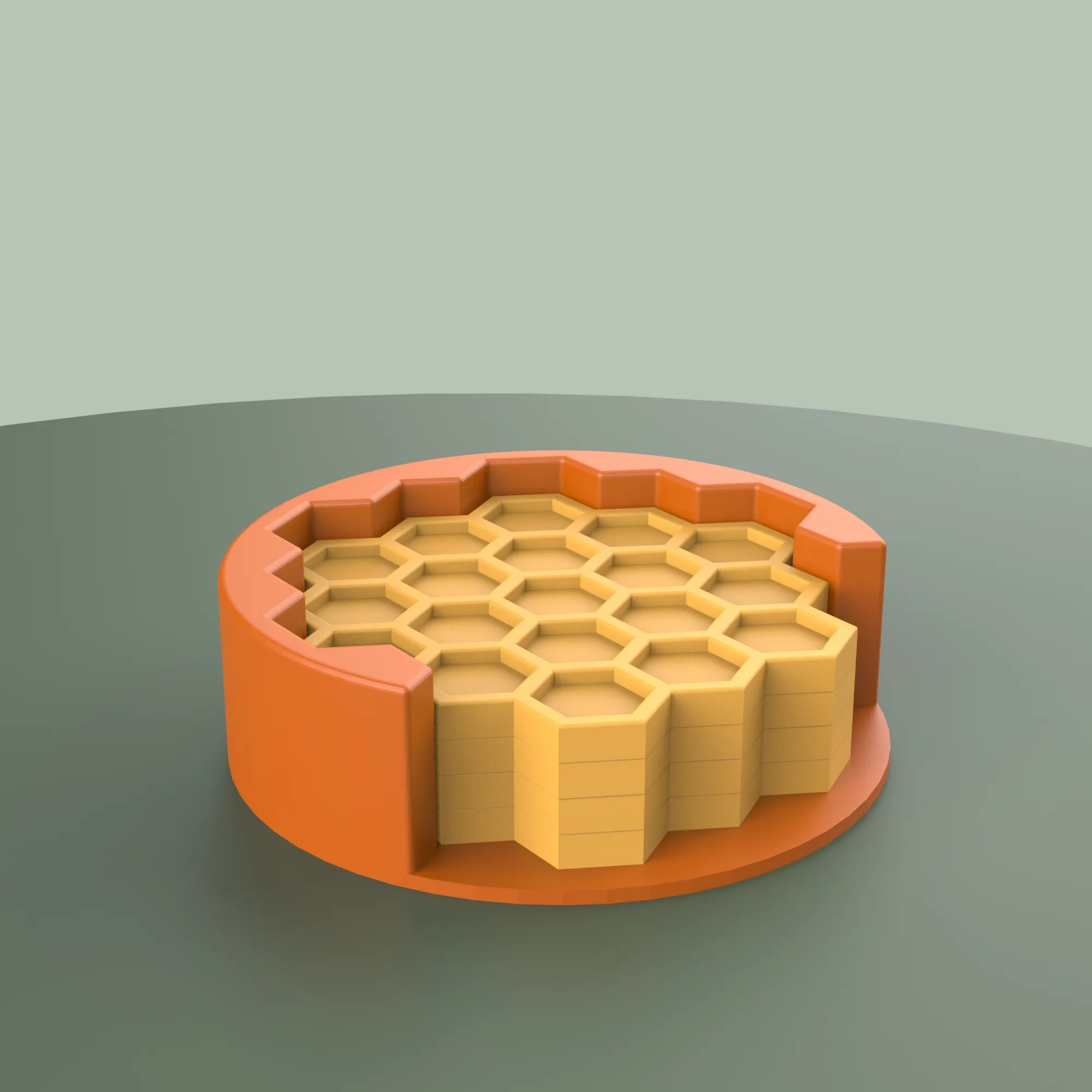 Honeycomb Coaster Set, 4. pcs with Holder, Honey - Bee Theme
