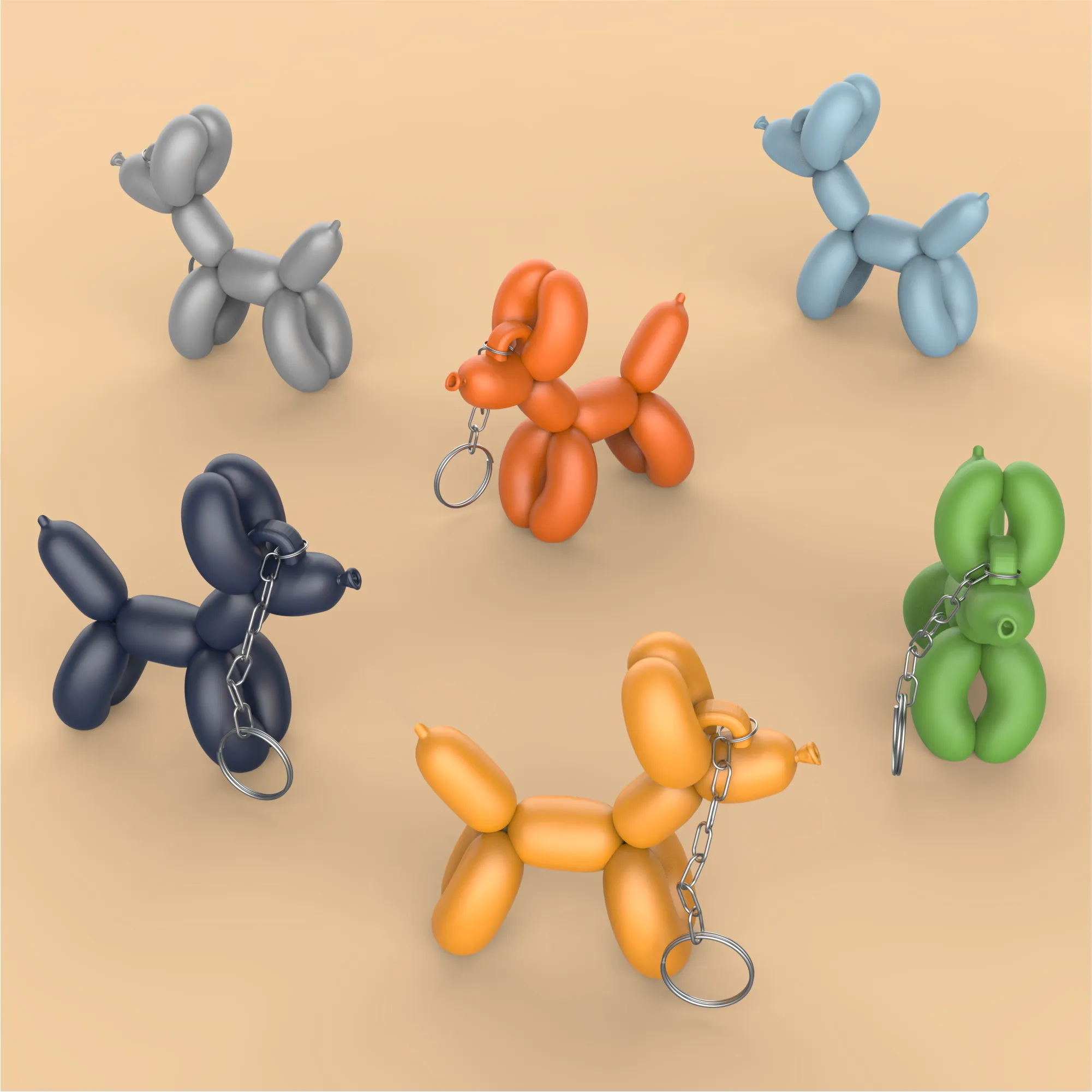 3D Balloon Dog Keychain, Dog Lover Gift for, Balloon Animal