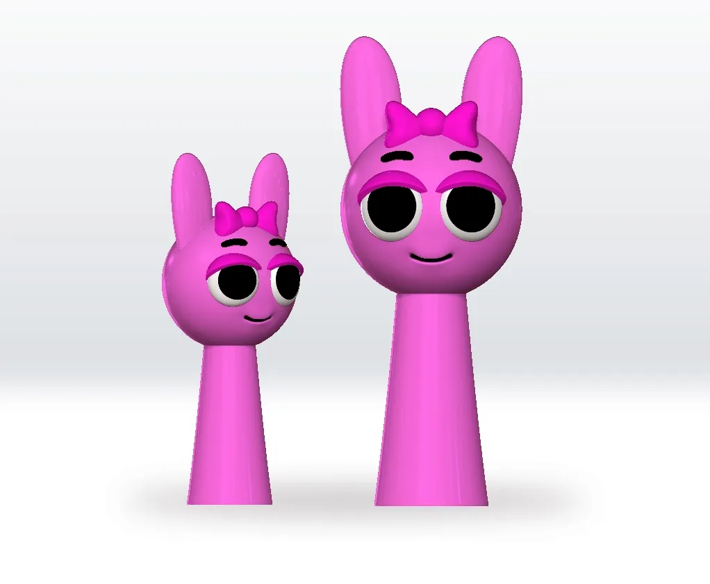 Pinki Sprunki STL, 3mf, Obj, 3D Model Split file Character F
