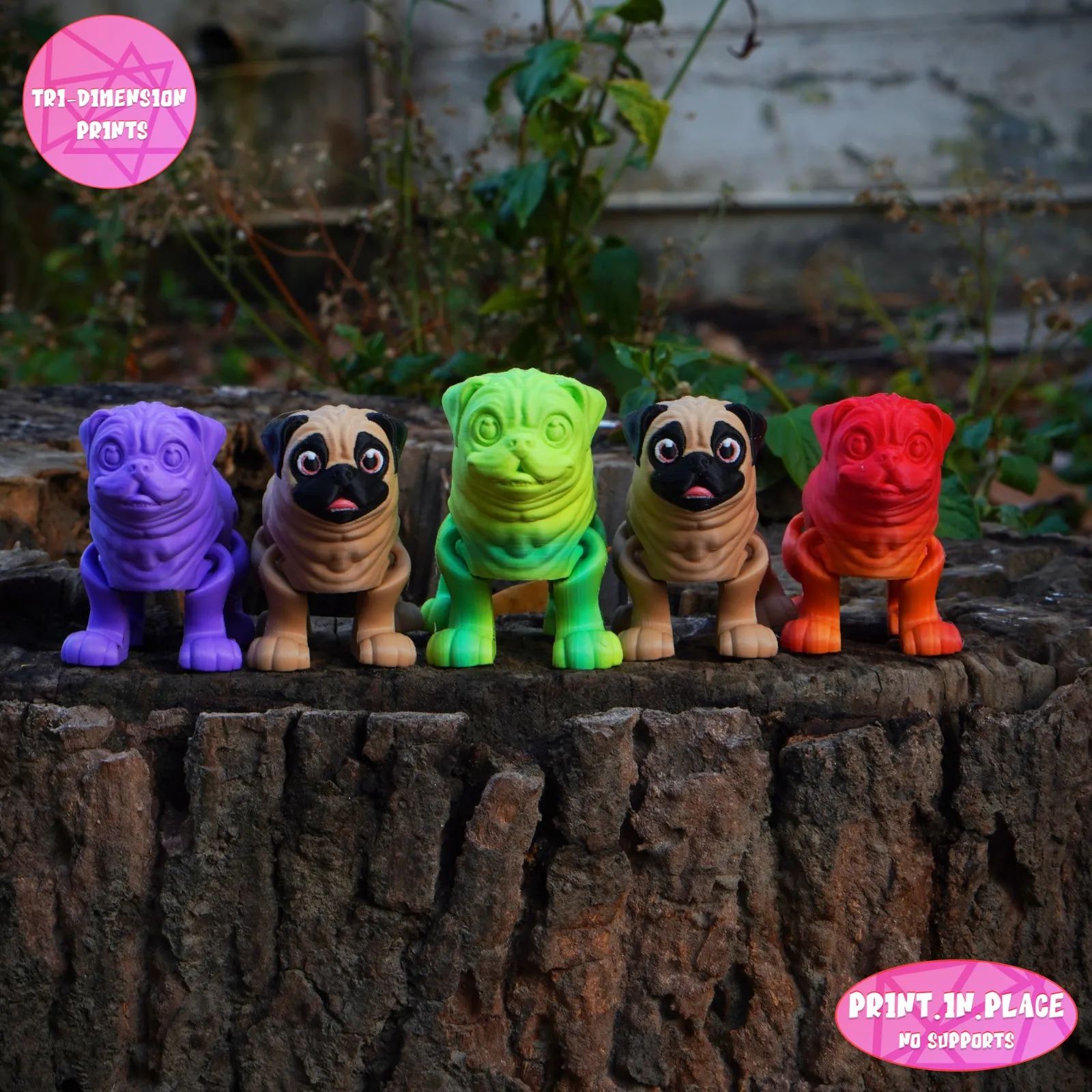 PRINT IN PLACE CUTE FLEXI PUG DOG