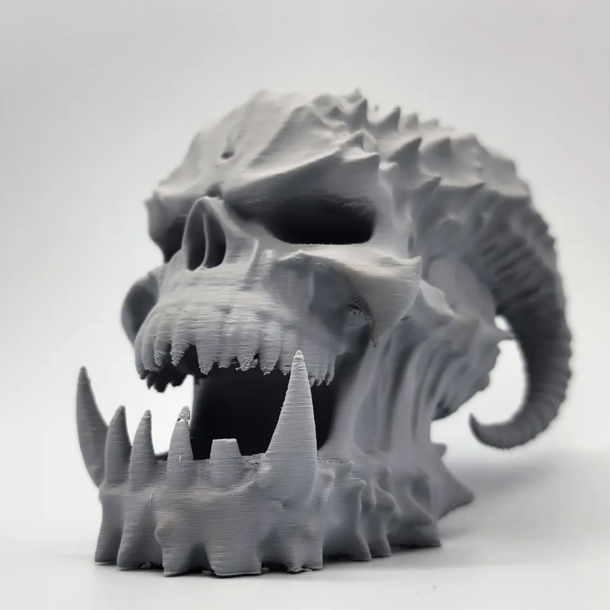 Horned Devils Skull Head 3D Model