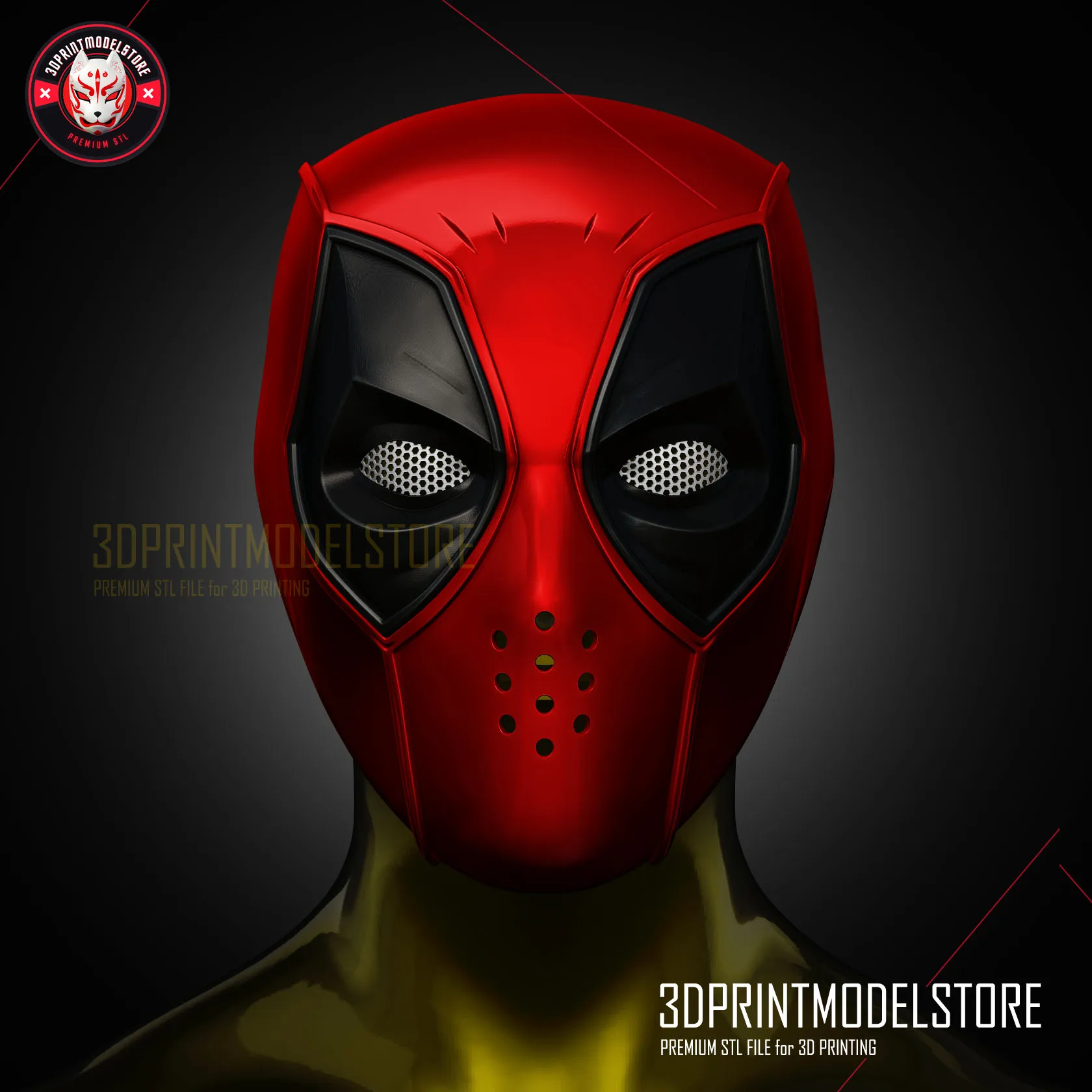 Deadpool Face Shell Mask - Marvel Comic Cosplay -Premium STL
