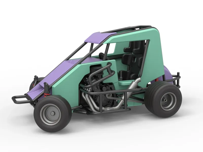 600 Micro sprint car while turning Scale 1:25