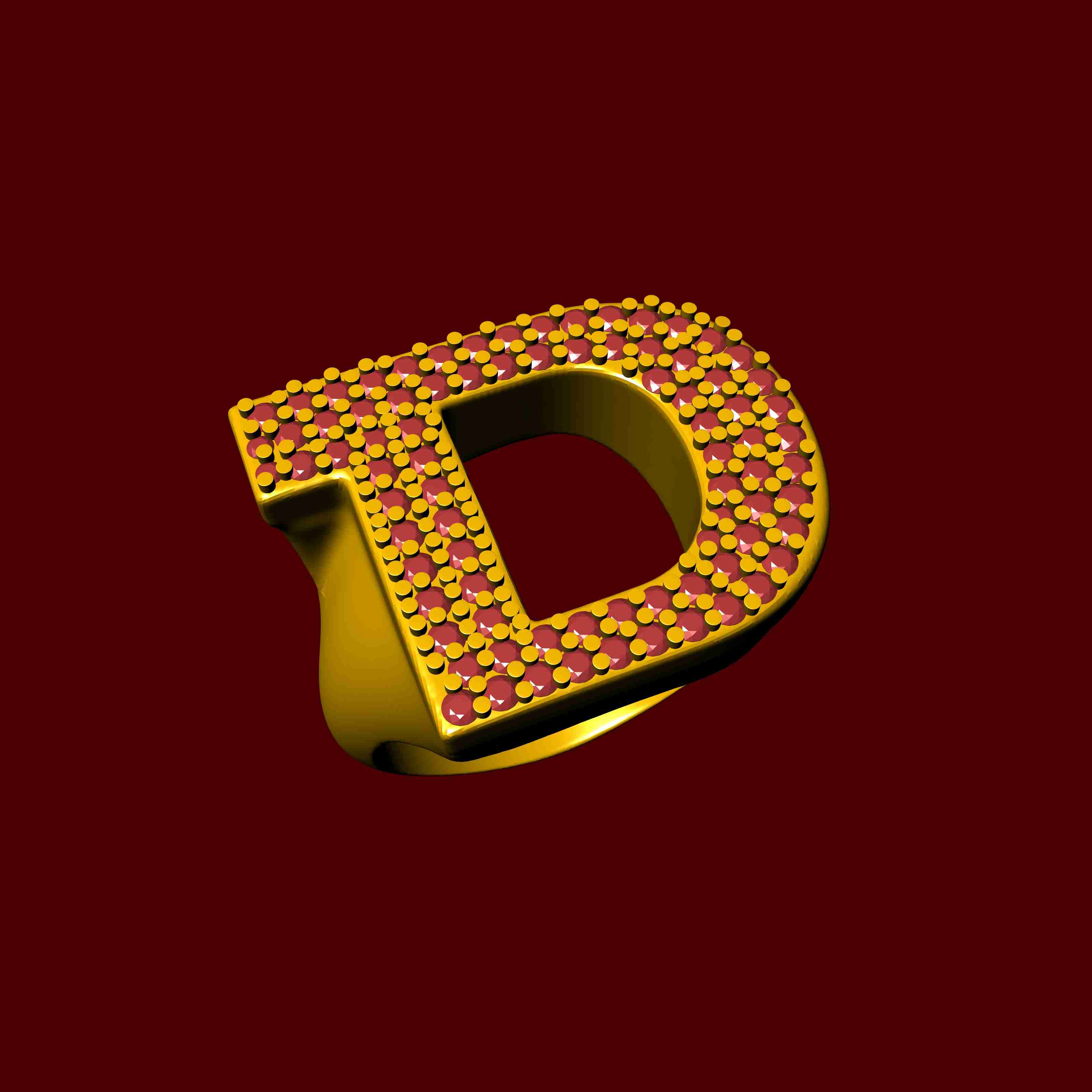 Designer D Letter Signet Ring | 3D models download | Creality Cloud