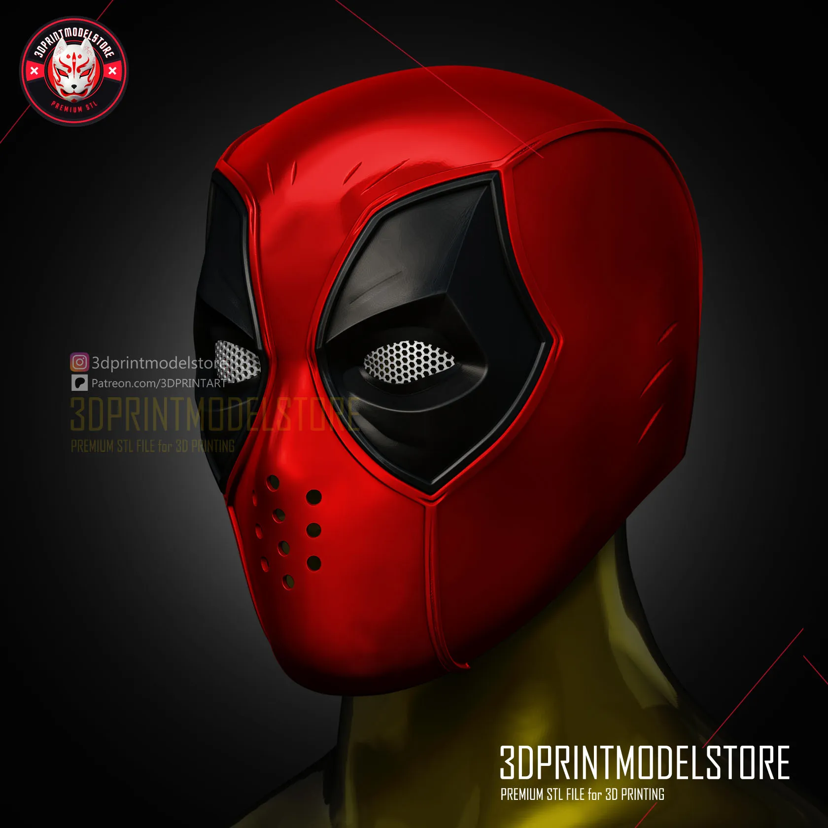 Deadpool Face Shell Mask - Marvel Comic Cosplay -Premium STL