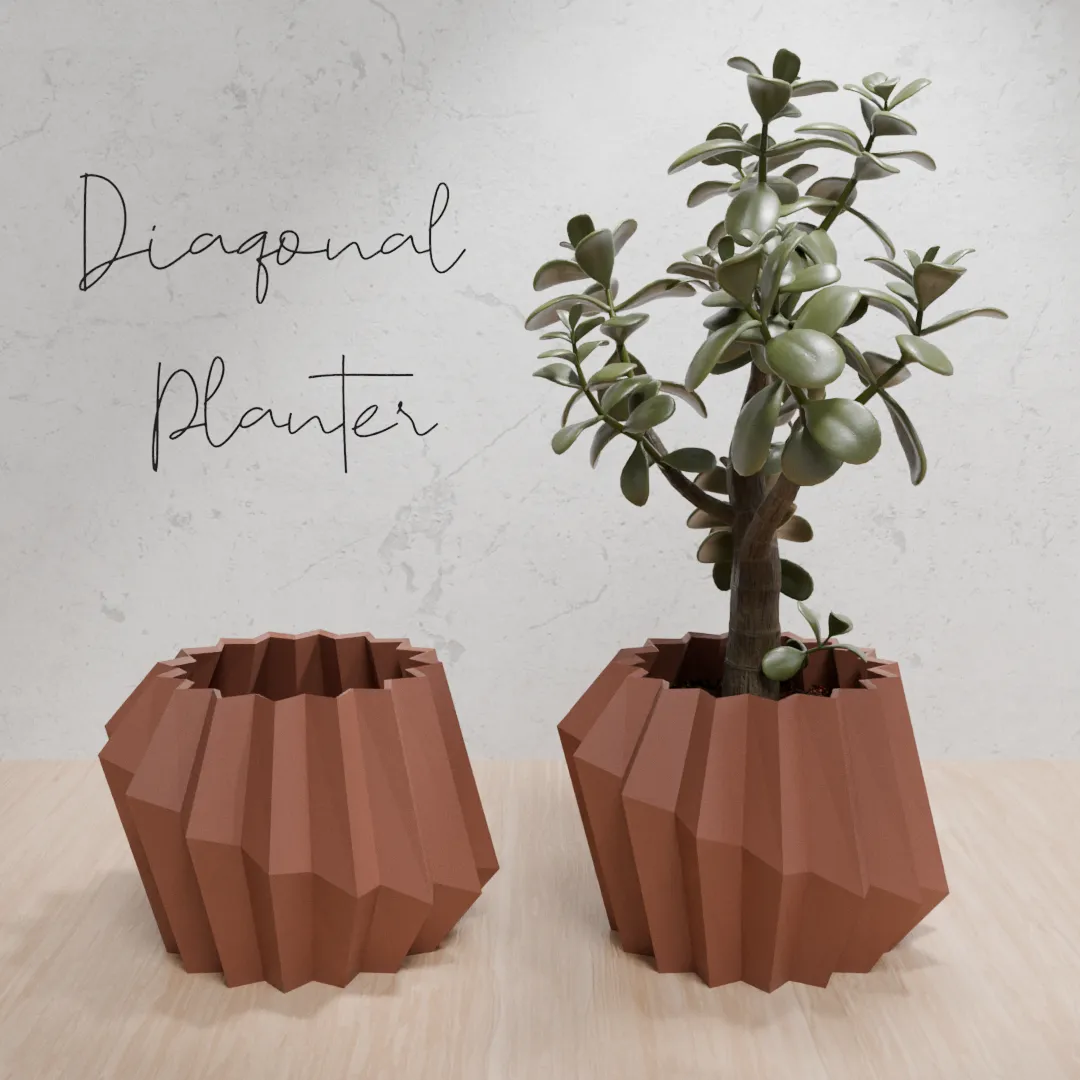 Diagonal brutalism planter for home decoration and design