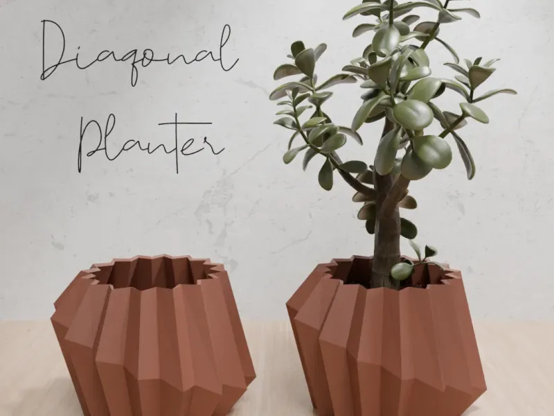 Diagonal brutalism planter for home decoration and design