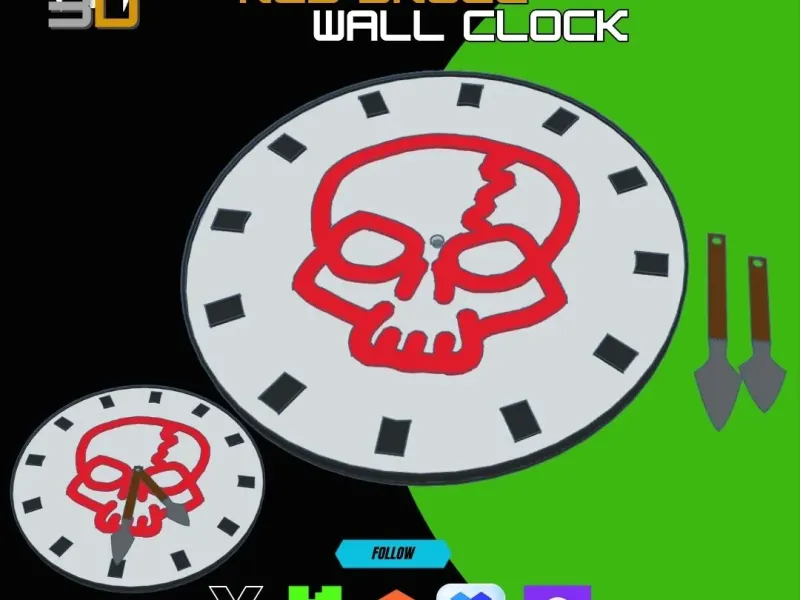 Skull Outline Wall Clock