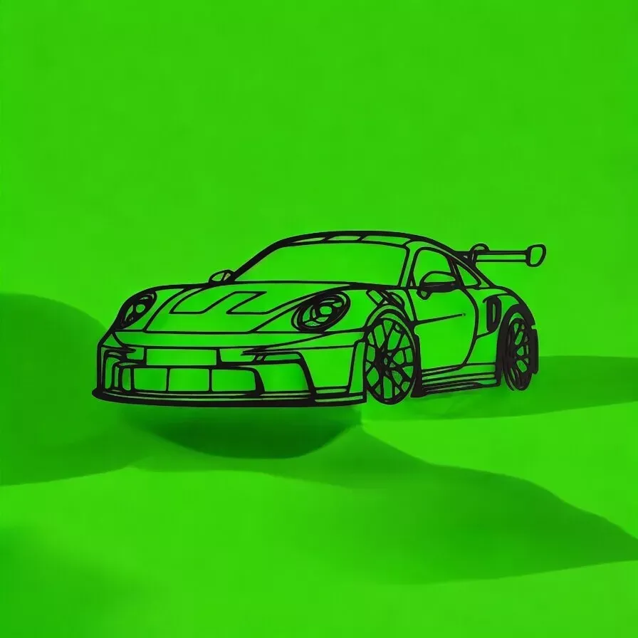 Porsche 911 GT3 RS 3D Printed Silhouette Wall Art