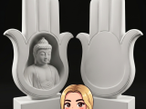 Hand of Fatima and Buddha: Zen Statue V2-2