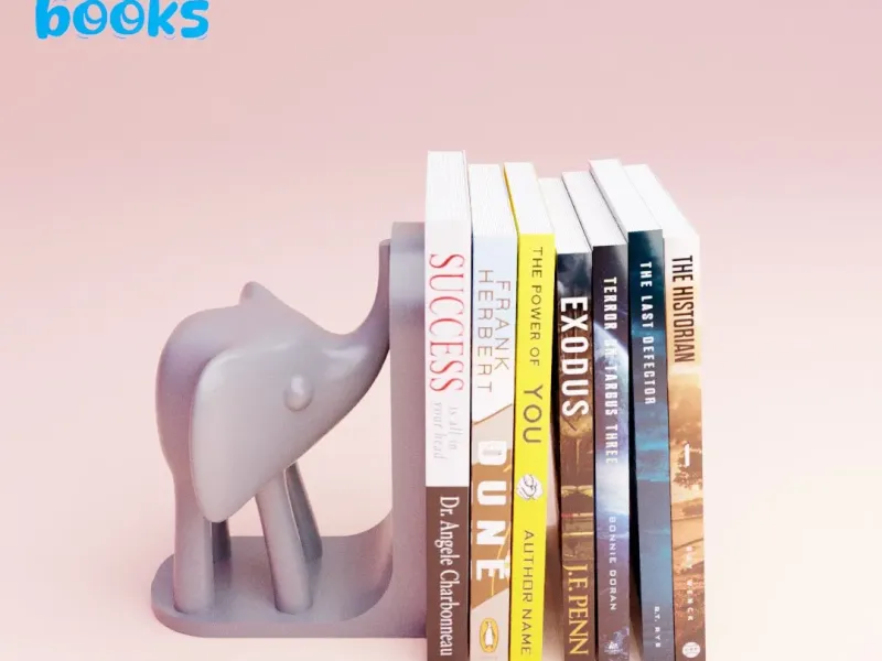 Красивая книжная подставка в виде слона для организации домашнего пространства