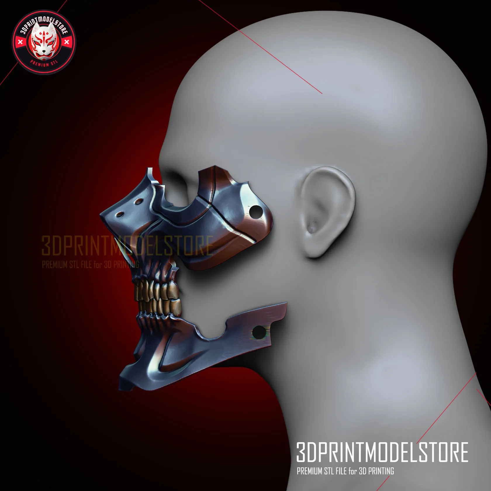 Terminator Zero Skull Half Mask - Premium STL for Cosplay
