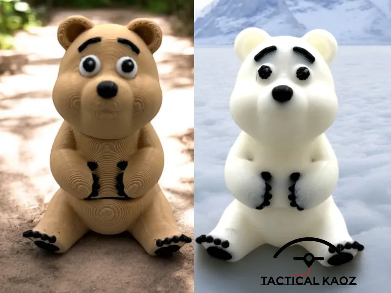 Duo d'Ours Flexibles - Ours Articulés - Ours Brun, Ours Polaire