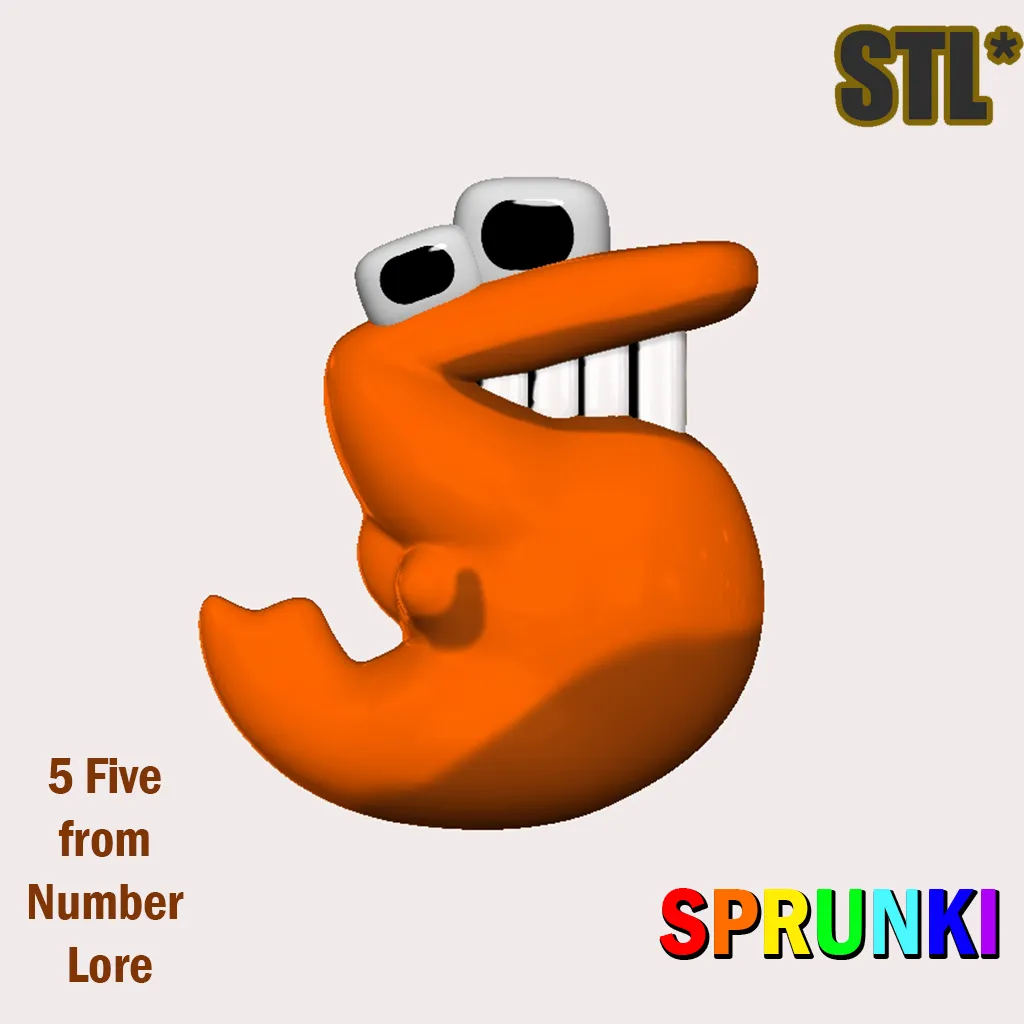 Fiver from Number Alphabet Lore STL 3D Character
