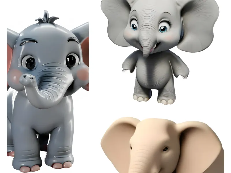 Charming Elephant Collection - Baby, Cartoon, and Realistic