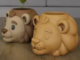 Cute Chibi Lion Planter and Desk Organizer STL 3D Model-3