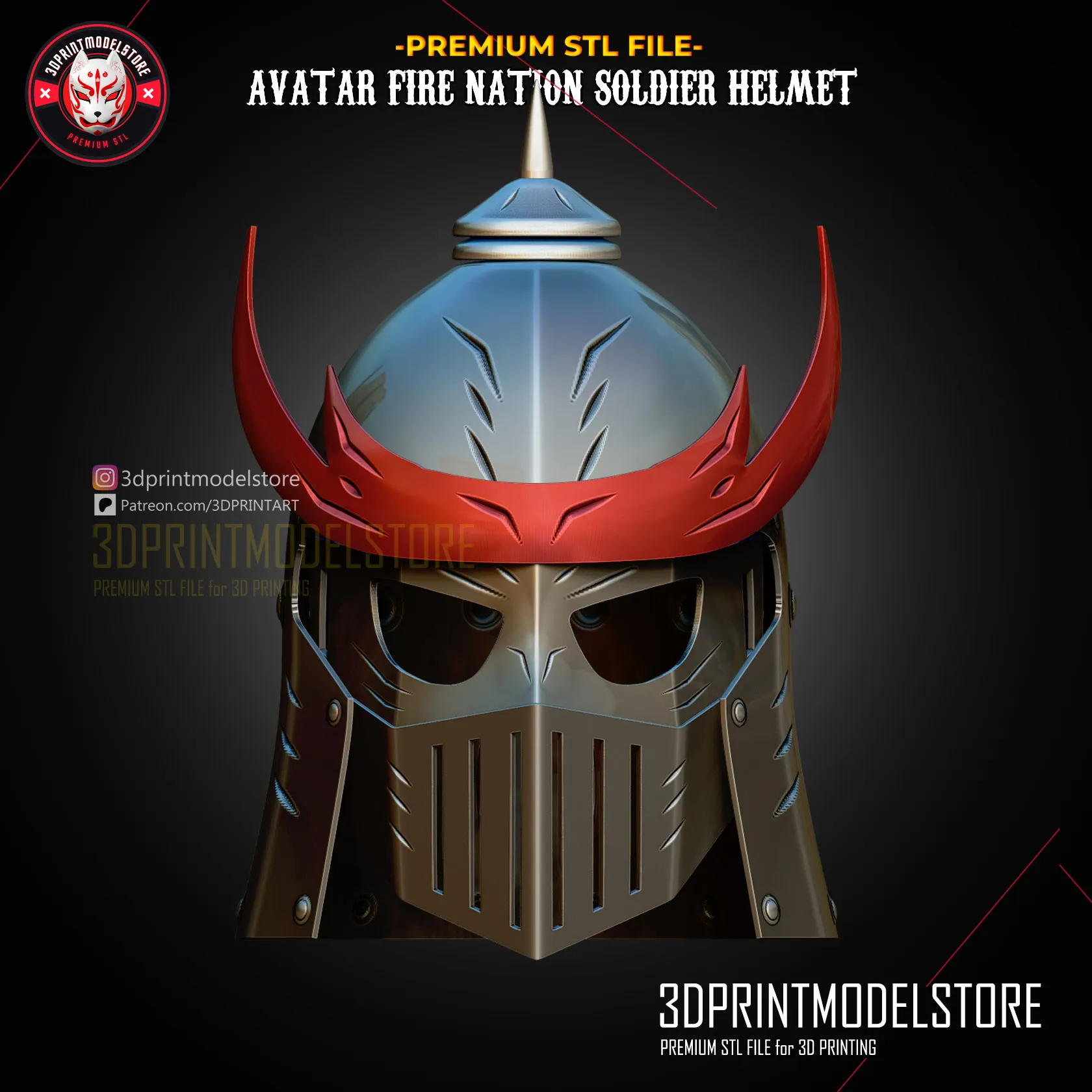 Avatar Fire Nation Soldier Helmet - Premium 3D Print Cosplay