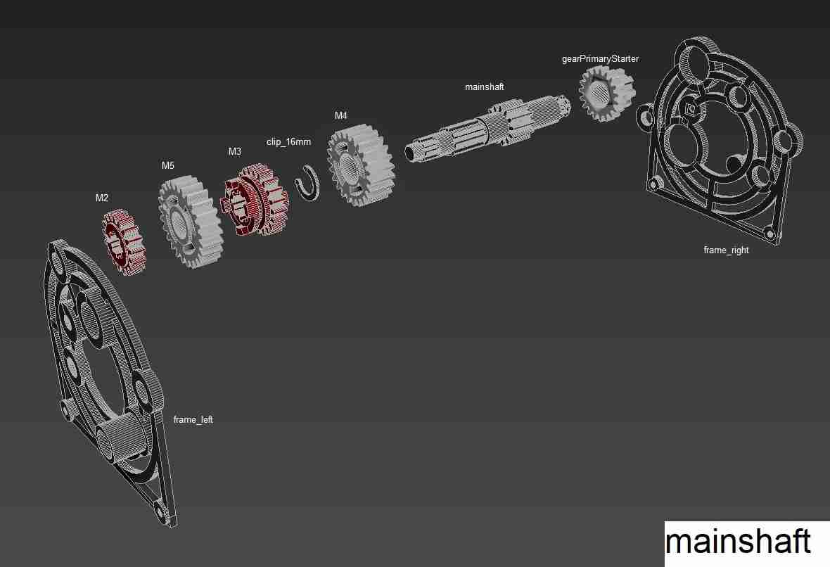 Sequential Gearbox 5 Speed Motorcycle Transmission 3D models download