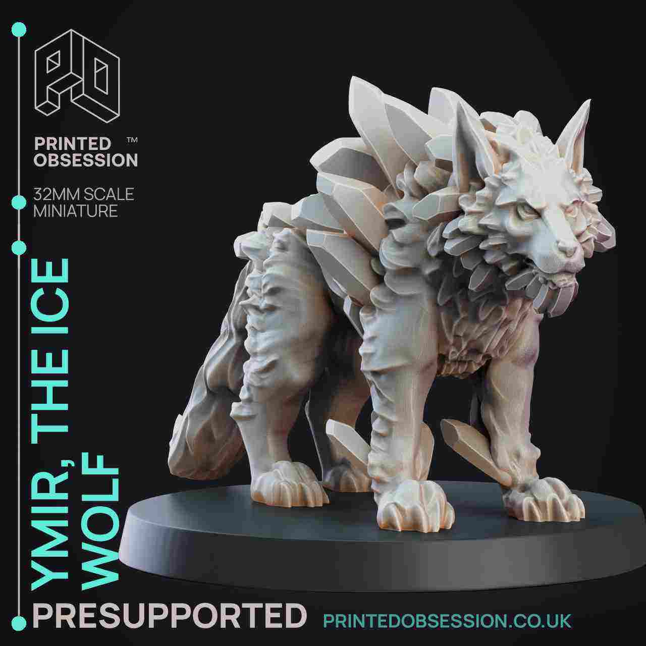 Ice Wolf - Monstrous Creature - PRESUPPORTED - 32mm Scale