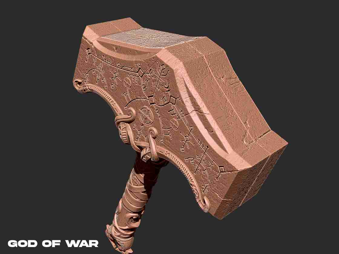 Mjolnir - Thor God of War Ragnarok 3D model 3D printable