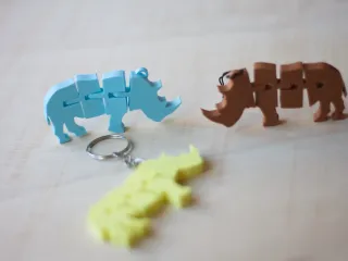 Flexi Rhinoceros Keychain Articulated