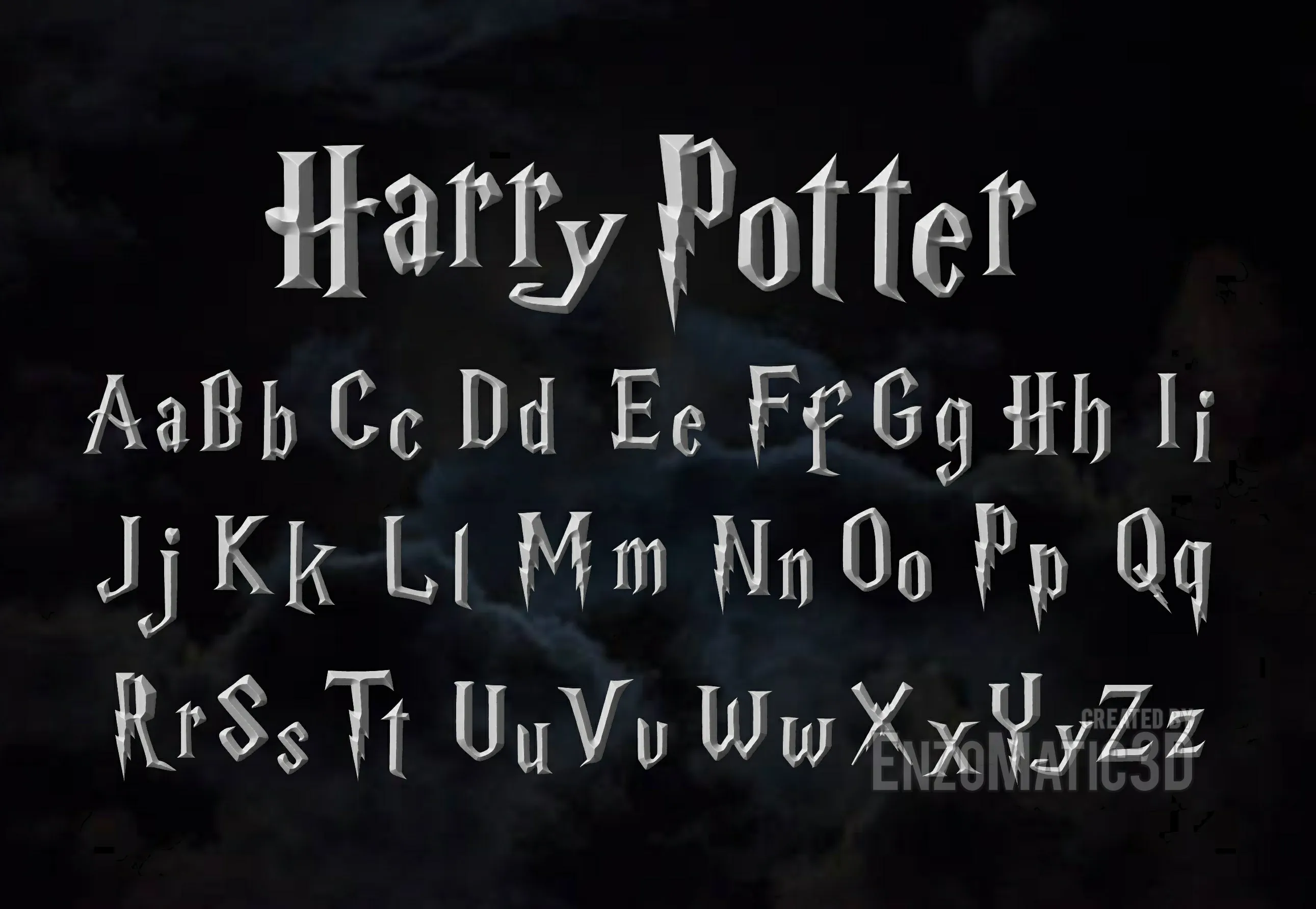 Digital Art STL Download - wizard potter alphabet letters STL file for ...