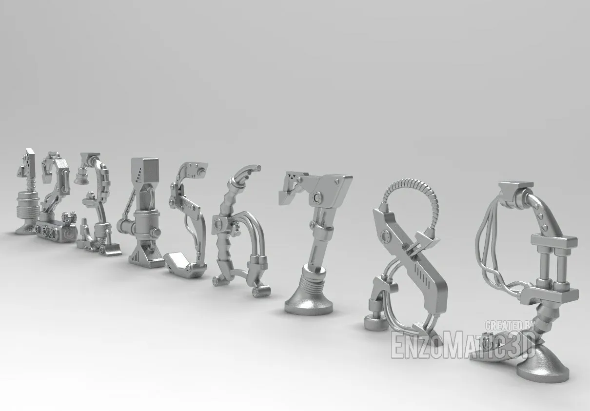 Steampunk numbers 3D STL for 3D printing