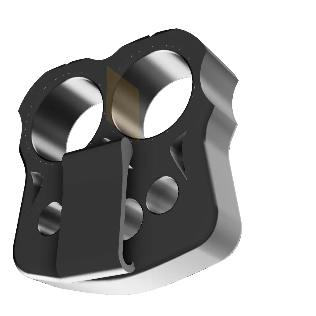 2 Finger Knuckle Duster Schlagring aus Messing mit Gürtelbefestigung
