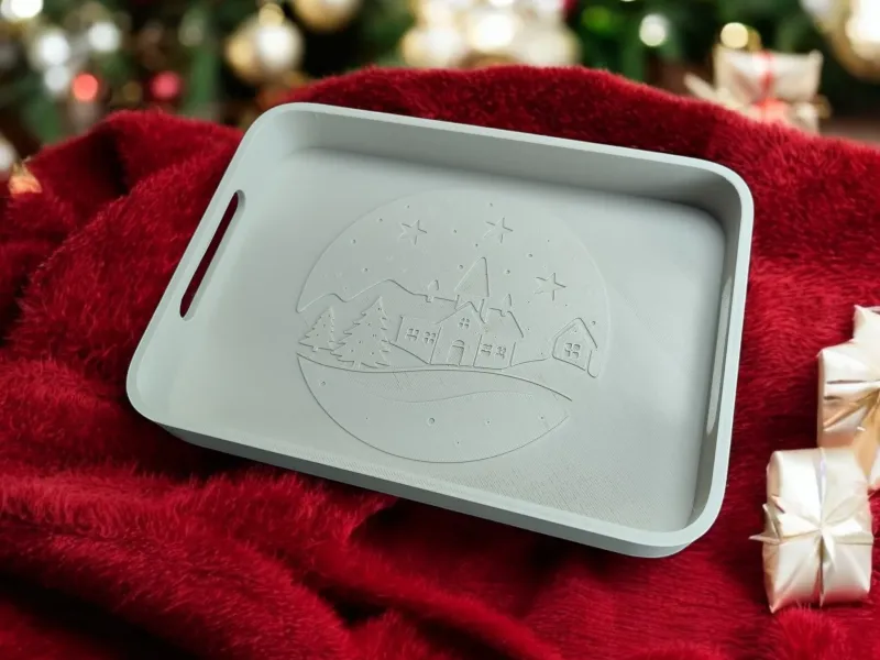 Winterdorp Dienblad – Feestelijke Kerstdecoratie als Organizer