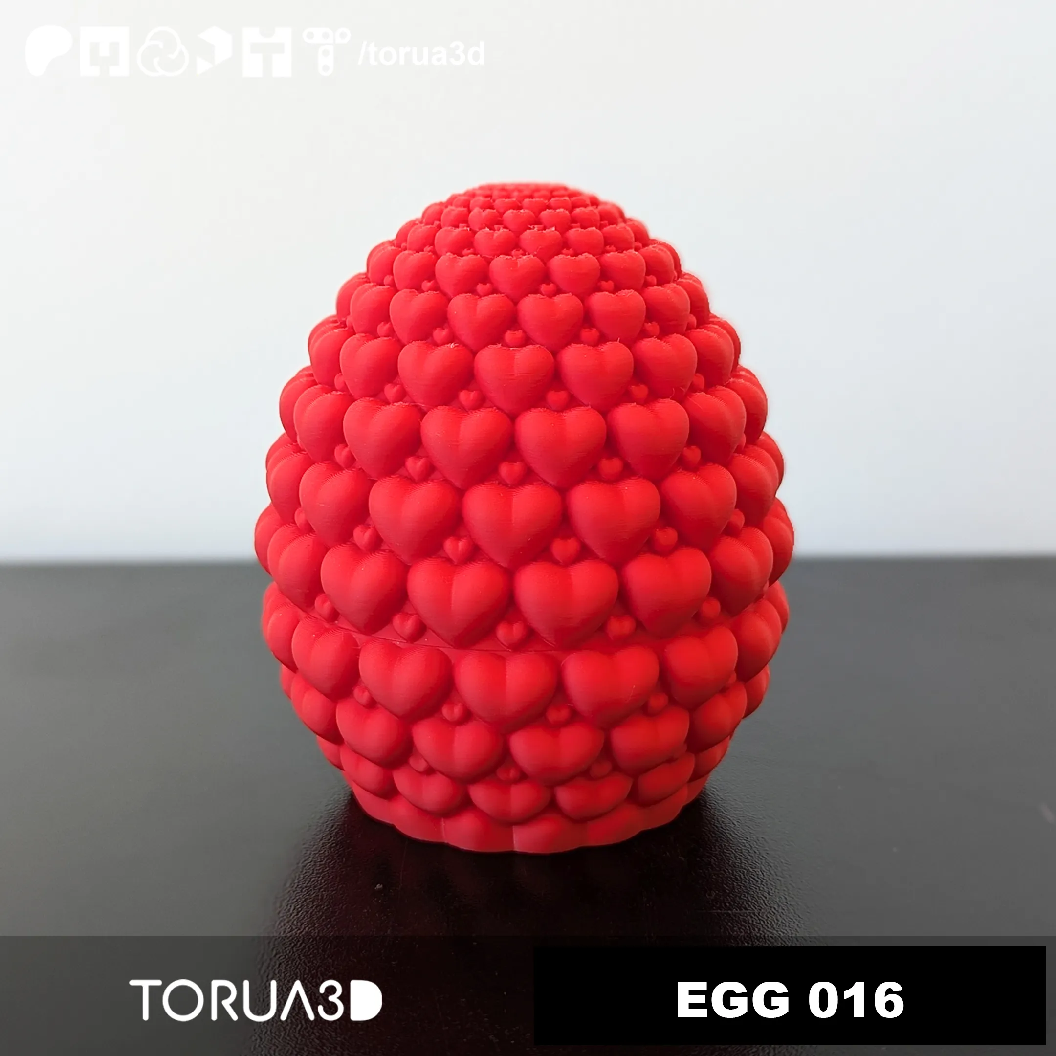 Dragon egg 016 Valentine's Day - Print in place - STL