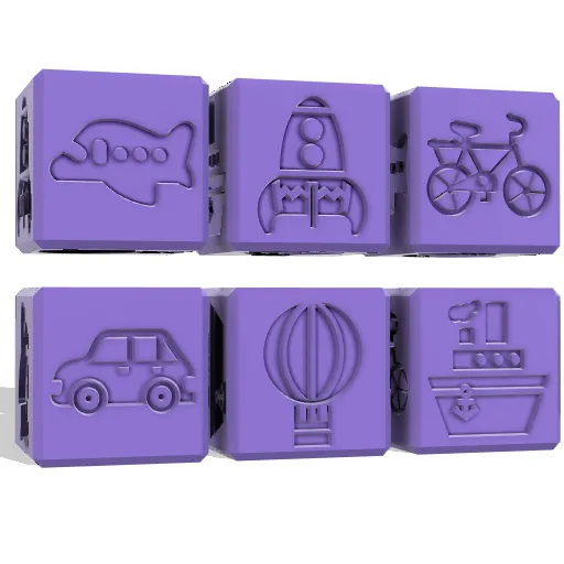 EDUCATIONAL CUBE OF TRANSPORT FOR SENSORY PLAY / PLAYDOUGH