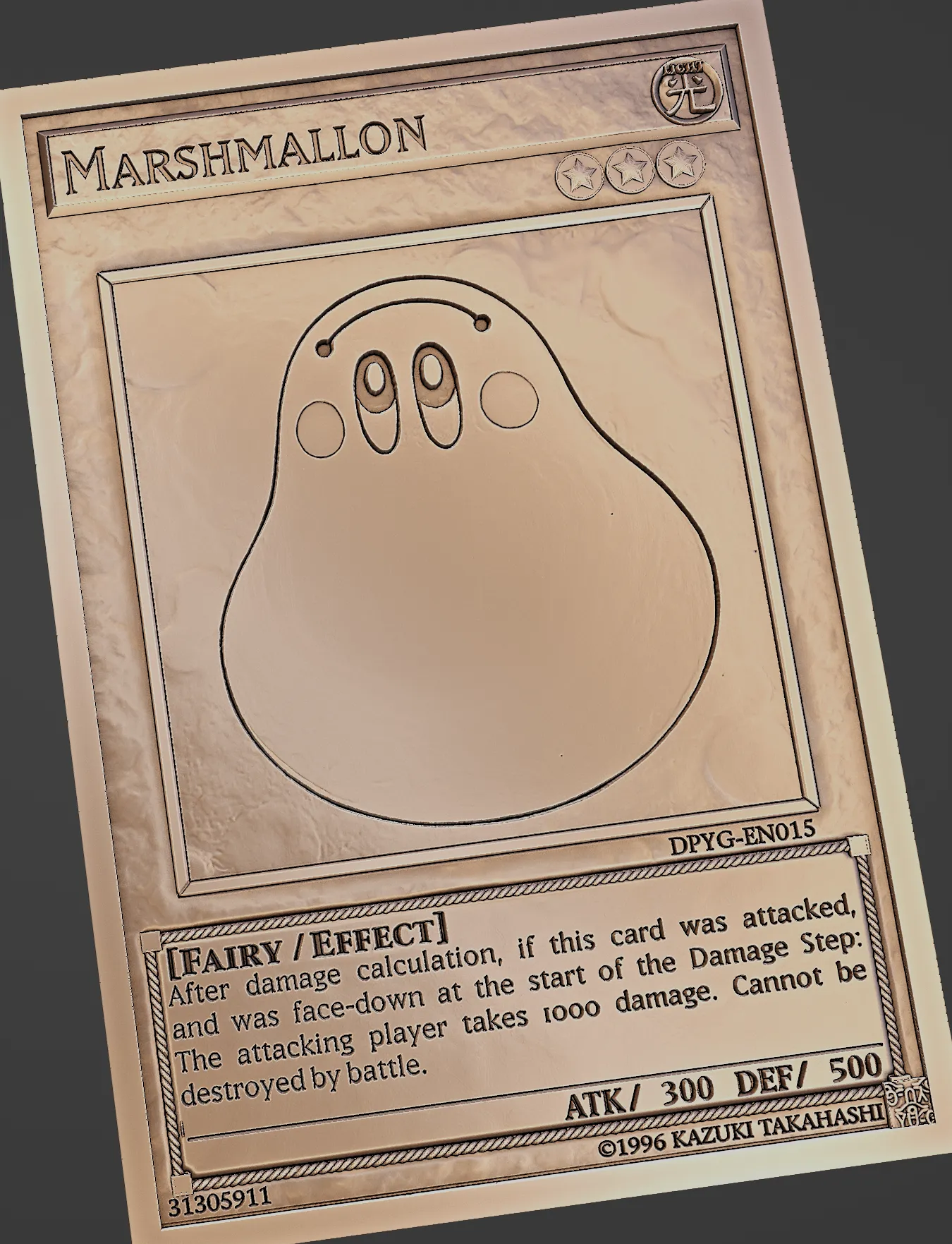 marshmallon yugioh card Free Other STL Download - embossed on both sides Marshmallon Glasses