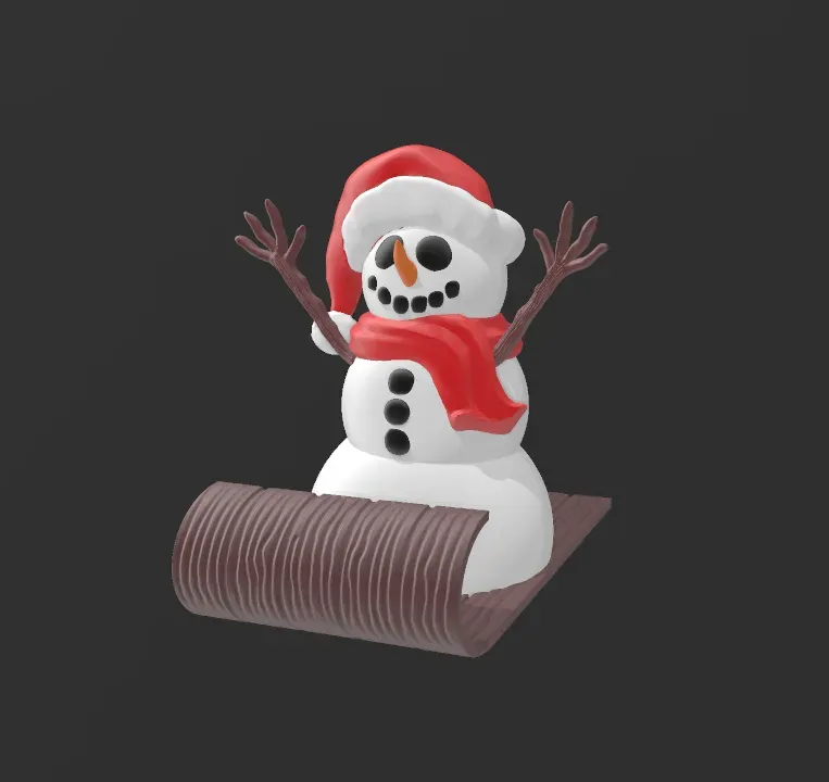 Snowman riding sled