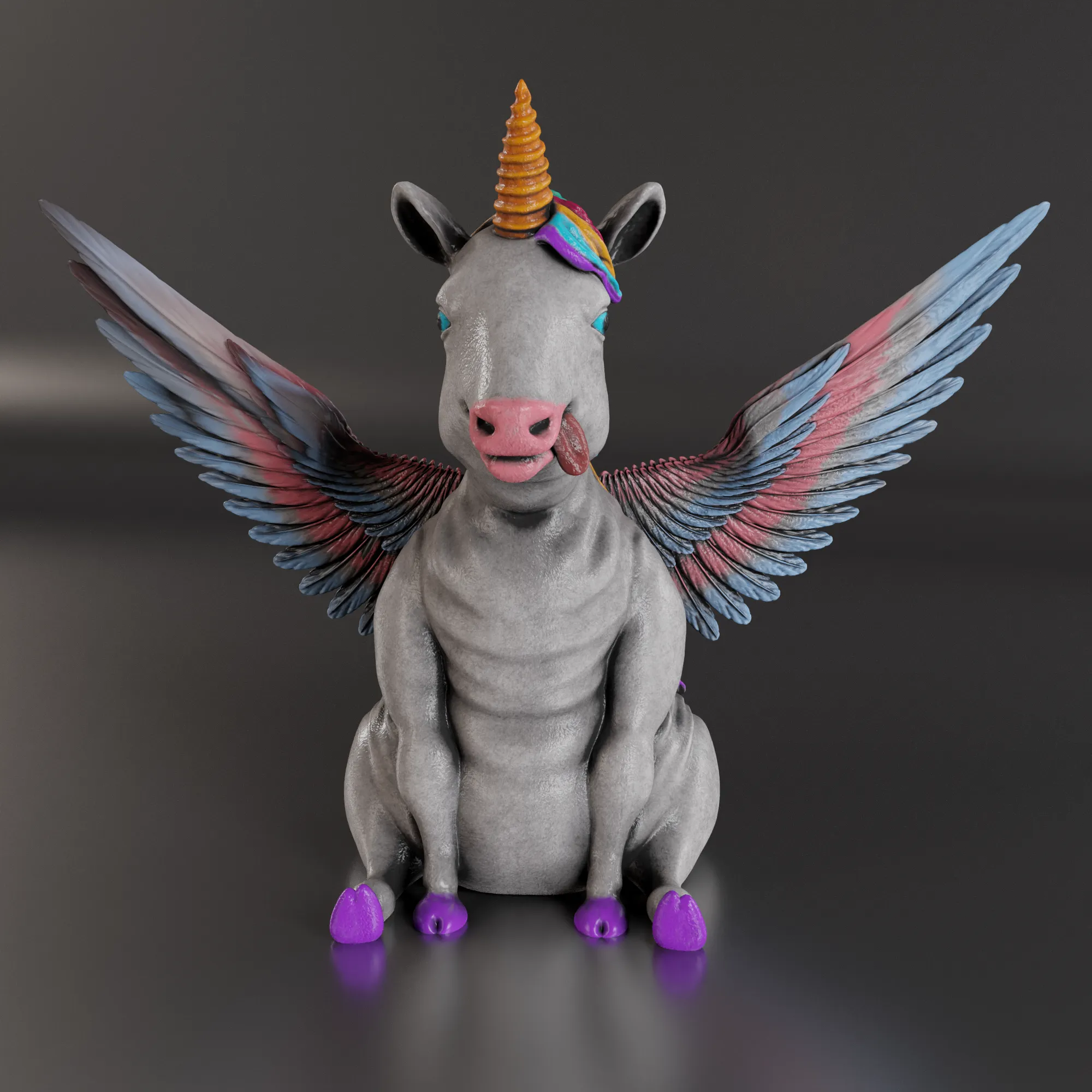 FETTES EINHORN MIT FLÜGELN