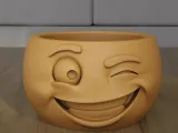 Funny Winking Emoji Planter Pot STL 3D Print Model-1