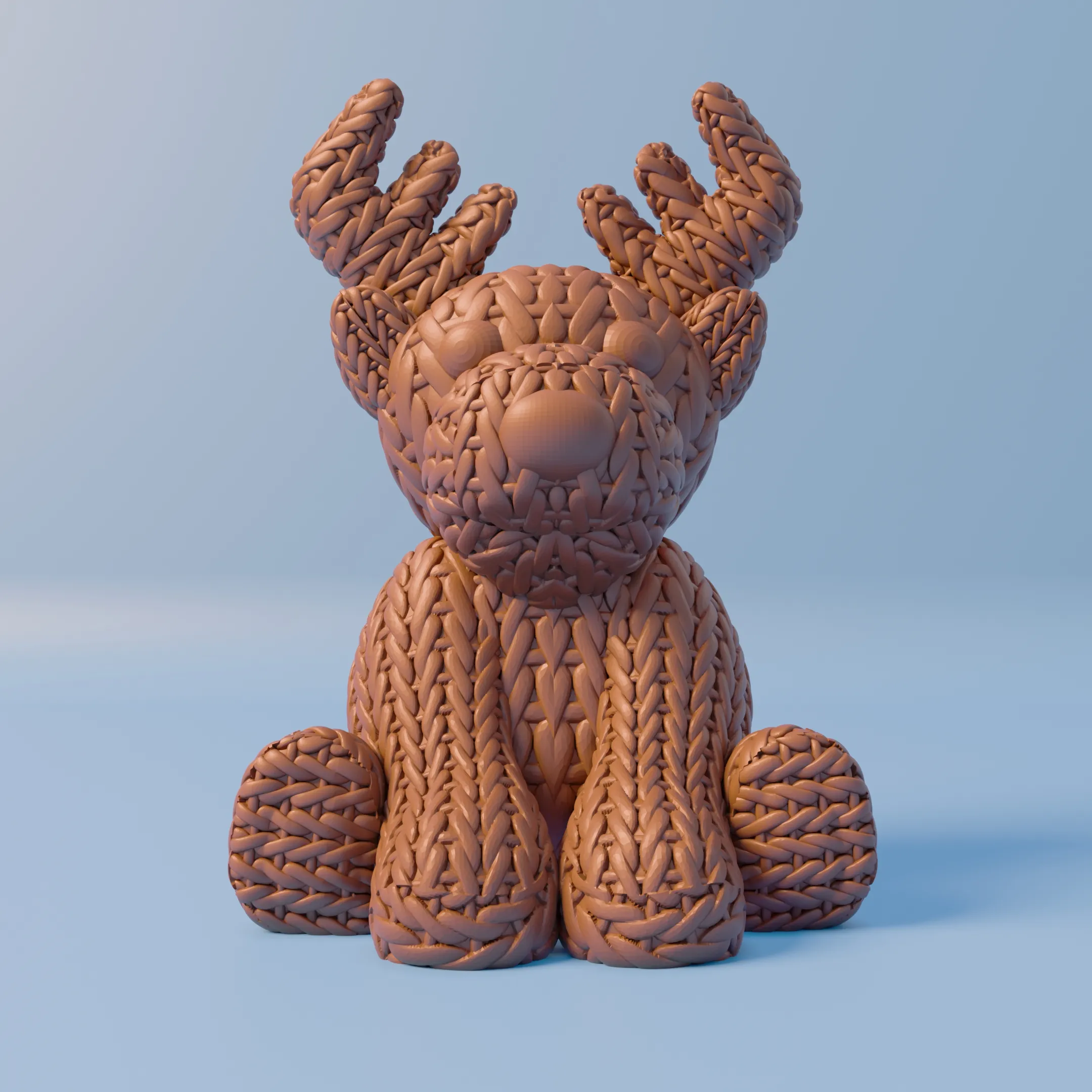 Adorable Knitted Reindeer 3D Model