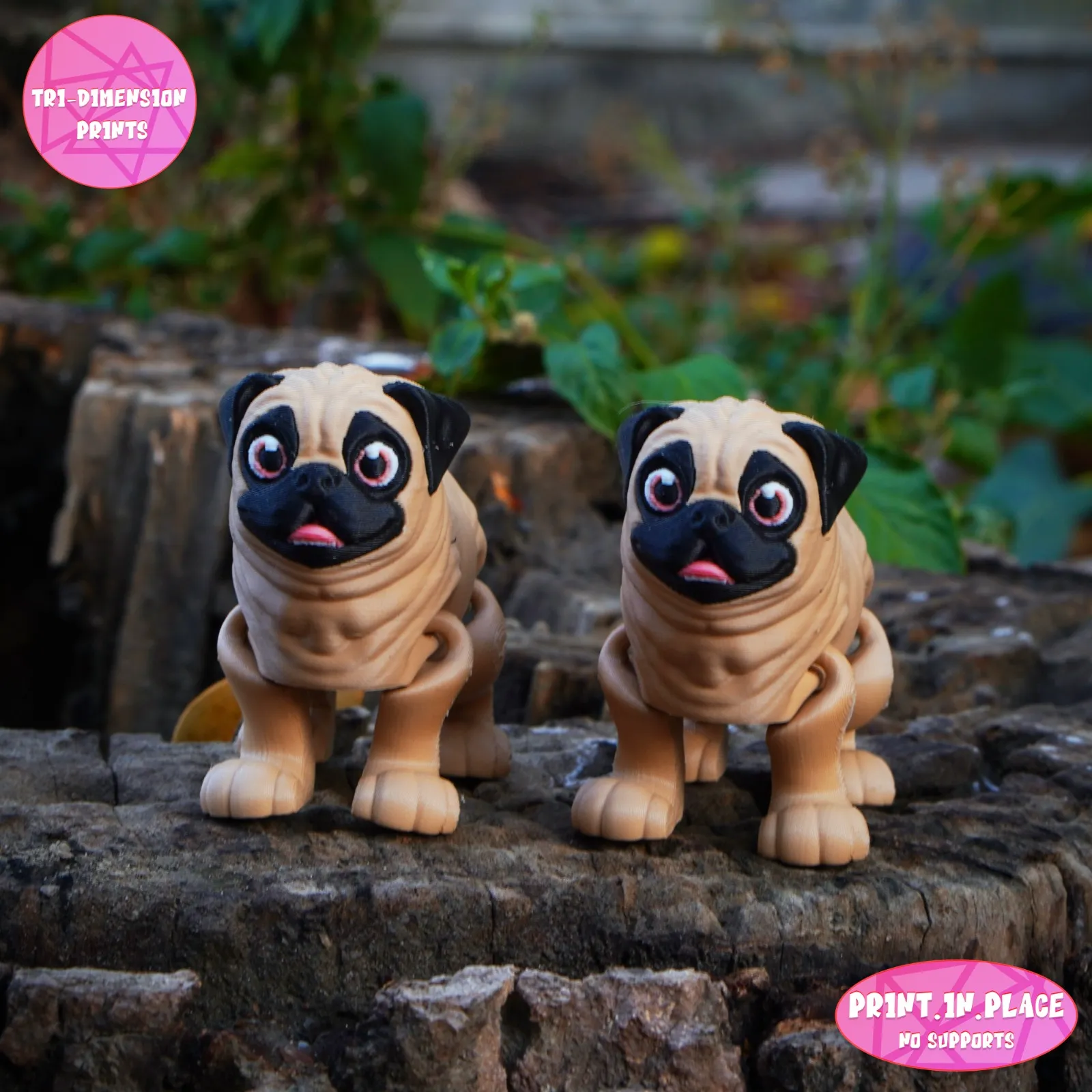 PRINT IN PLACE CUTE FLEXI PUG DOG